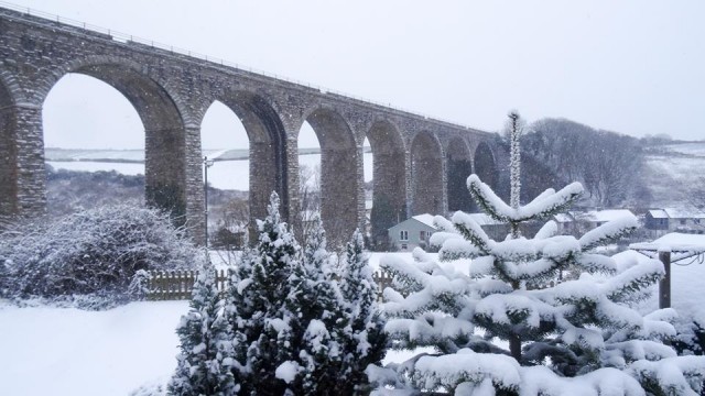 Angarrack viaduct - long view - in the snow..   #snowday Angarrack viaduct - long view - in the snow..   #snowday